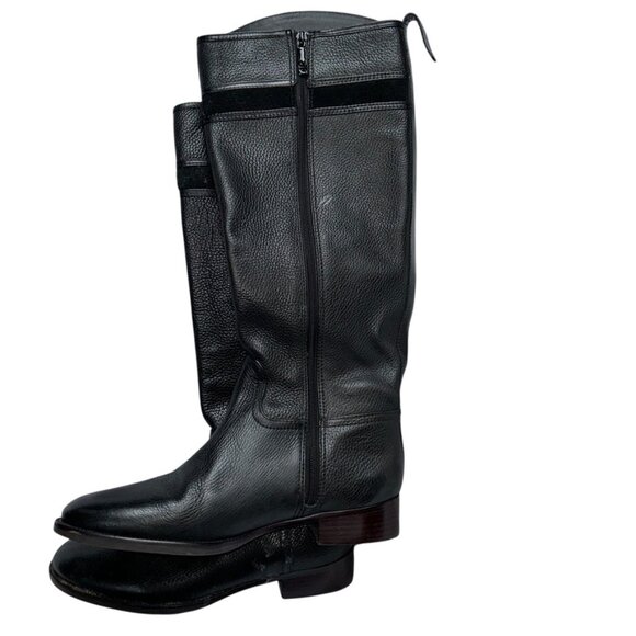 Tory Burch NEW black leather riding boots gold TT logo 11 NEW NWT - Picture 4 of 8